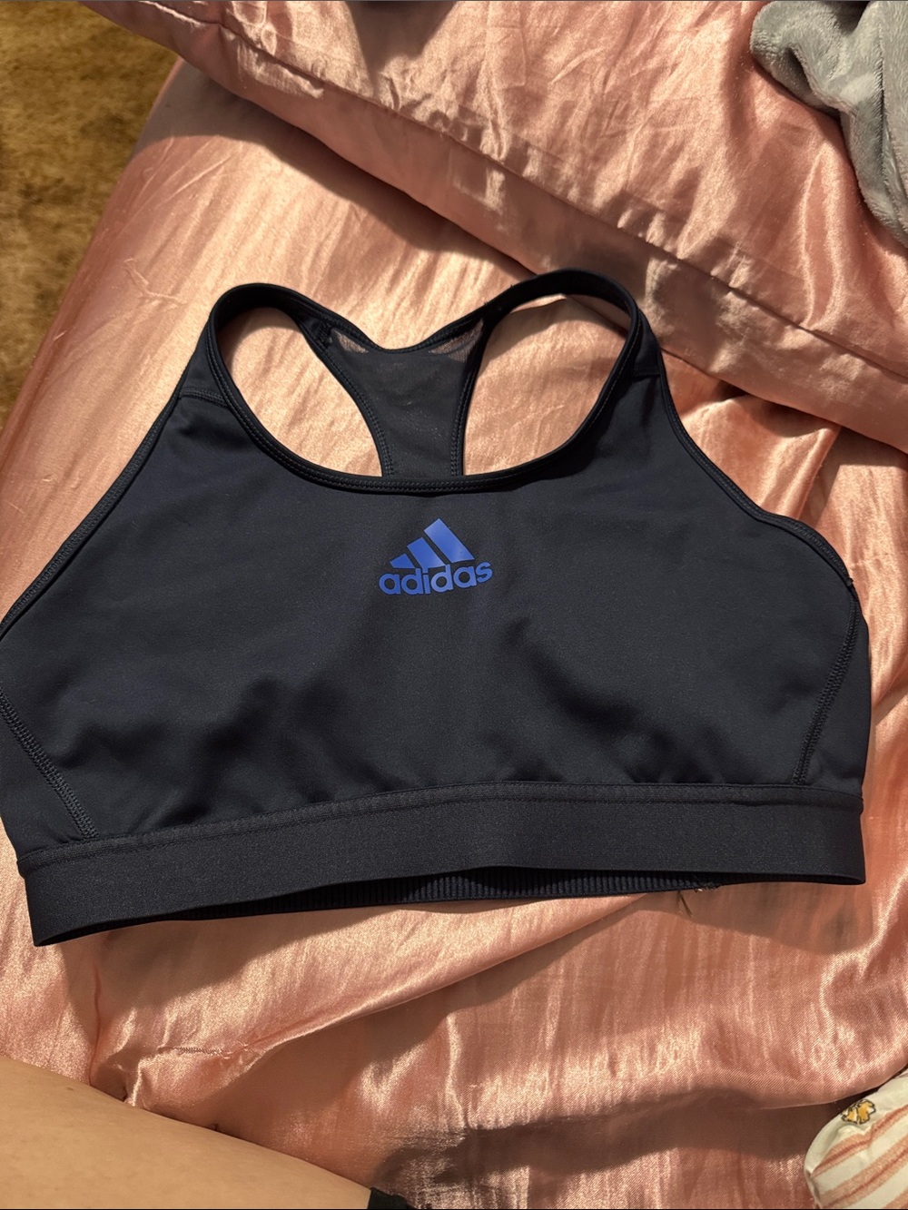 Adidas Women’s Black Sports bra with Blue Logo